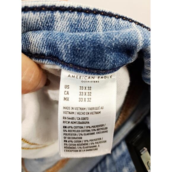 American Eagle Jeans Light Wash 33X32 Men's Slim Straight Airflex + - Picture 5 of 5
